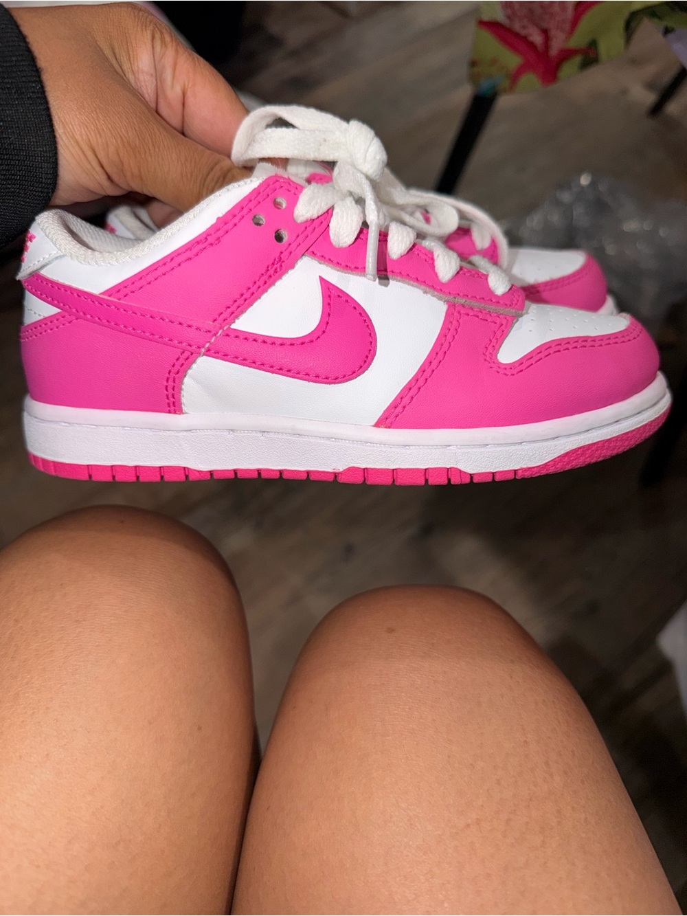 Nike Dunk Low White Hyper Pink Sneakers Kids Size 12.5C